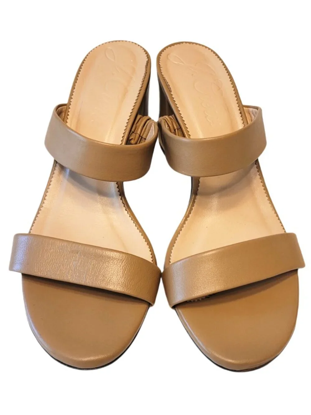 J. Crew Lucie Double Strap Strap Block Heel Sandal in Light Camel